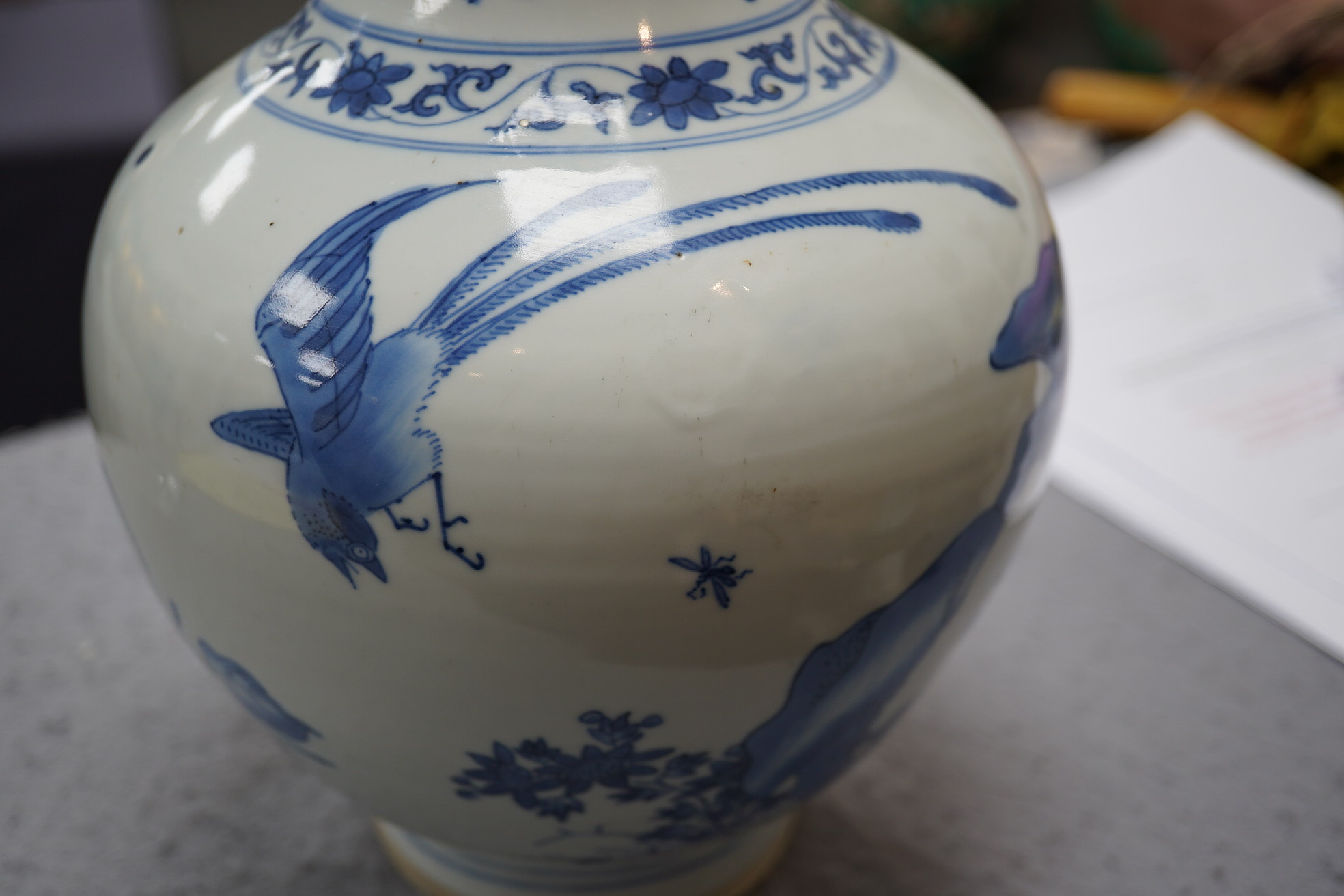 A Chinese blue and white bottle vase, Transitional, Chongzhen period, c.1630-1640